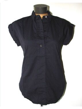 J.Crew Women's Navy Blue Cap-Sleeve Collared Tunic Blouse Top Shirt - Size 6